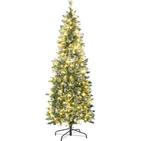 HOMCOM Albero di Natale Alto 180cm Innevato con 240 Luci LED e 618 Rami (1/5)