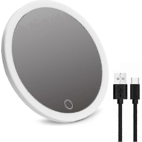 JIAJIEFANG 10-fach vergrößernder Spiegel mit LED-Beleuchtung – USB-aufladbar, einstellbare Helligkeit, Saugnapf – Tragbarer Kosmetikspiegel für Damen und Herren (1/5)
