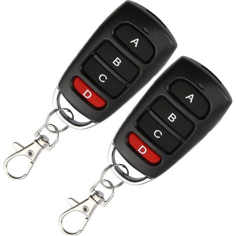 Télécommande Universelle Portail 433 MHz Lot de 2 Clonage Rapide 4 Boutons pour Voitures Portes de Garage Stores Barrières Portée 10m Clé Copieuse Sans Fil Code Fixe Anti-Pression Accidentelle (1/5)