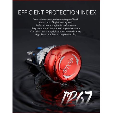 Gebildet Interrupteur à Bouton-poussoir D'arrêt D'urgence à Verrouillage en Métal en Acier Inoxydable 22mm 12-220V 3A 1NO 1NC avec Prise de Connexion