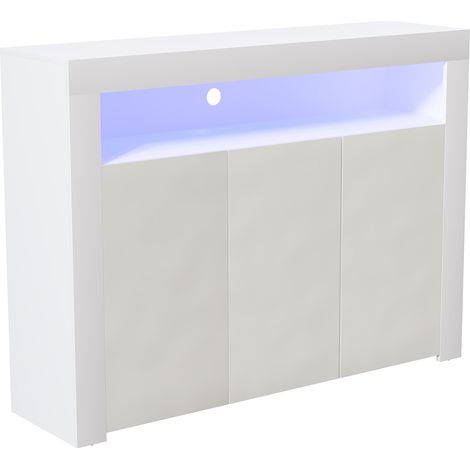 Nova LED Sideboard 3 Door Modern High Gloss Storage Cabinet Cupboard, White (1/5)