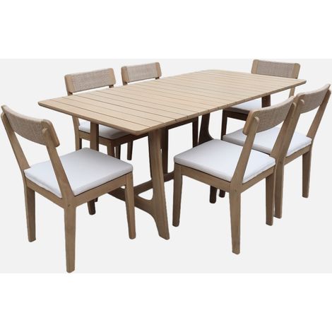 Conjunto mesa de jardín de madera de acacia con 6 sillas