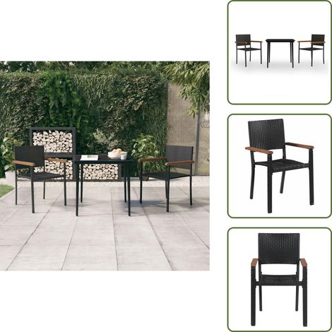 Comedor exterior - vidaXL Juego de comedor de jardín 3 piezas negro - Muebles de jardín
