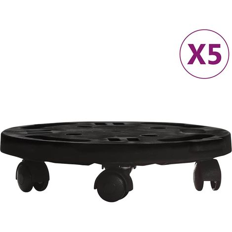 Maison Exclusive - Carrelli per Piante con Ruote 5 pz Diametro 30 cm Neri 170 kg (1/5)