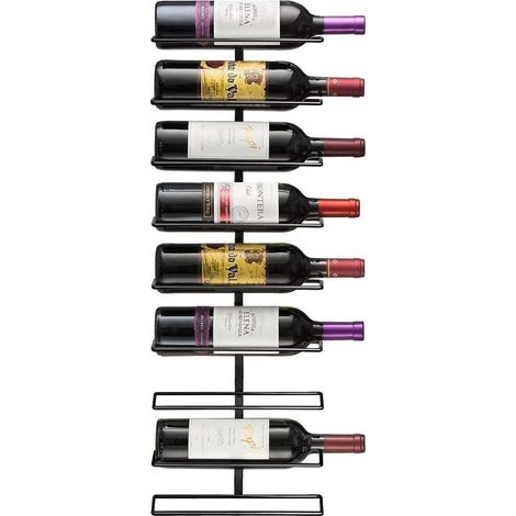 Porte-bouteilles mural All Mount – pour 9 bouteilles – support à bouteilles de vin mural en métal noir, porte-bouteilles moderne pour bar ou cuisine. (1/5)