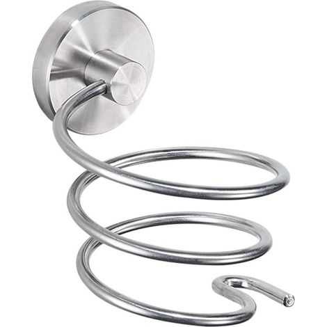 Support mural pour sèche-cheveux brossé, support pour sèche-cheveux en acier inoxydable, support pour cordon de salle de bain chromé, support pour sèche-cheveux (argent 101212 cm) (1/5)