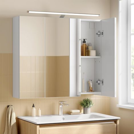 Armoire Murale à 3 Portes Miroir avec Éclairage, 15 x 70 x 60 cm (1/5)