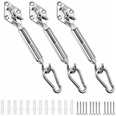 Kit de Fixation Parasols et voiles d'ombrage Triangulaire Acier Inoxydable 304 Kit Accessoires de Fixation pour Toile d'ombrage, Kit de Montage pour Voile Solaire d'ombrage (1/5)