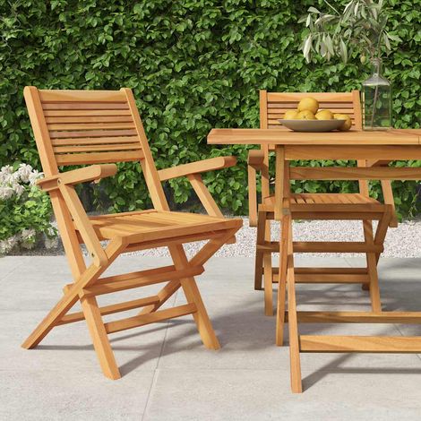 vidaXL Sedie da Giardino Pieghevoli 2pz 55x62x90cm Legno Massello Teak (1/5)