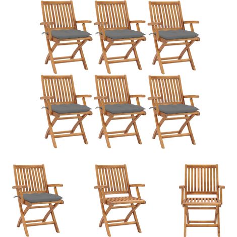 Teakholz Gartenstühle - vidaXL Klappbare Gartenstühle mit Kissen 6 Stk. Massivholz Teak - Gartenstühle mit Kissen (1/5)