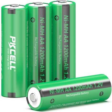 AA Piles Rechargeables 1200 mAh 1,2V NiMH pour Manette de Console,Jouets,Lampes Solaires,Lot de 4 (1/5)