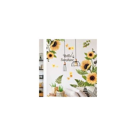 Adesivo murale fai da te con motivo girasole, decorazione autoadesiva per soggiorno, camera da letto o finestra - Crezuo