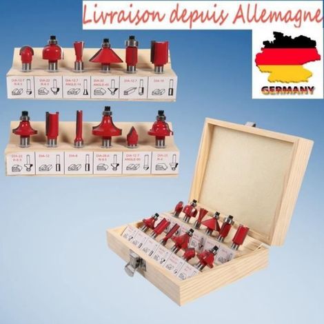 Coffret de 12 fraises à bois en métal bois de coupe Routeur Bits outil (1/4)