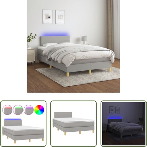 Matratze - Boxspringbett mit Matratze & LED Hellgrau 120x200 cm Stoff (1/5)