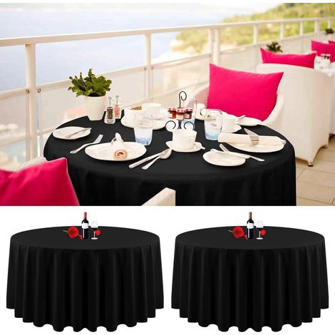Lot de 2 nappes noires 229 cm pour tables rondes, polyester, lavable