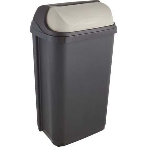 Poubelle avec couvercle coulissant, 50 l, Rasmus, Gris Graphite