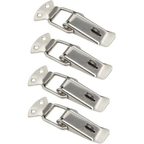 Loquet à ressort avec espacement des trous argentés de 41 mm, 4 loquets à ressort en fer/nickelé (1/5)