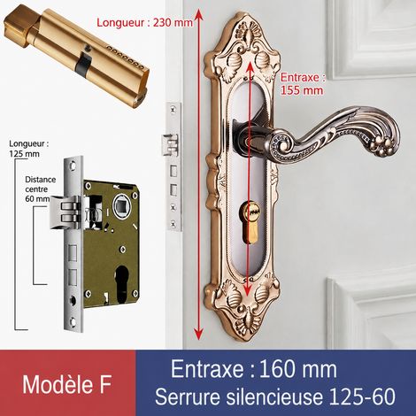 Serrure mécanique silencieuse modèle C titane pour porte en bois réf 9957 800 g – Livraison gratuite