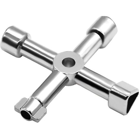 Multifonction 4 faons Universal Triangle Clé,multifonction, clé à interrupteur croisé universel, pour Ascenseurs, Armoires Electriques, Vannes (Argent) (1/4)