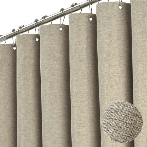 Tenda Doccia in Tessuto con 12 Ganci in Metallo, Tenda Doccia Piccola Neutra e Impermeabile per Bagno, 180 x 200 cm, Marrone (1/5)