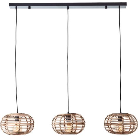 Brilliant Lampe Woodball Pendelleuchte 3flg schwarz matt/bambus Aluminium braun 3x A60, E27, 40 W