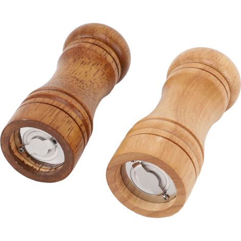 Zweiteilige Pfeffermühle aus Holz, Mahlgrad einstellbar, effizientes Mahlen, Pfeffermühlen, für die Küche, dunkle und helle Holzfarbe (1/5)
