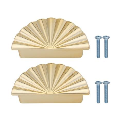 Lot de 2 Poignées d'armoire en Alliage de 2,52 Pouces Pièce de Rechange 64 mm Poignée de Tasse Poignées de Tiroir Adaptées Aux Meubles de Commode Armoire Porte de Cuisine Or (1/4)
