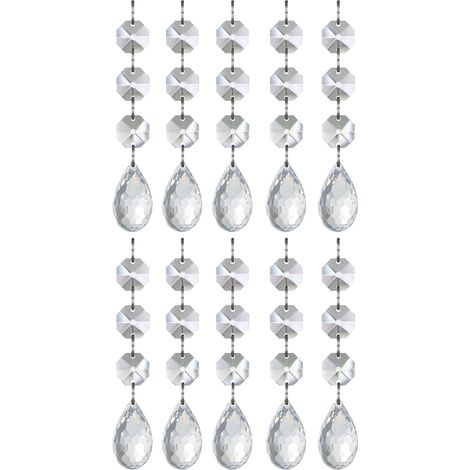 10 Pièces Prismes de Lustre en Cristal de Noël 30mm Cristal à Suspendre Pampille Cristal Transparent (Gouttes d'eau) (1/5)