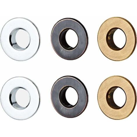 6 Pièces Anneau de Trop-Plein, Insert D'anneau en Laiton, Bagues pour Trop-plein de Lavabo Pièce de Rechange pour évier de Salle de Bain Ou Cuisine (Chrome, Patine Noire, Couleur Antique)