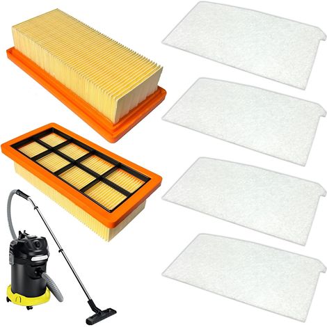 2 x KFI7420 Pleated Flat Filter and 4 x KFI 7520 Air Filters Compatible with 1.629-731.0 AD4, AD4 Ash Vacuum Cleaner (1/5)