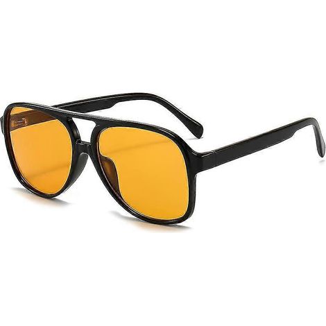 Lunettes de soleil aviateur vintage pour femmes et hommes, style années 70, verres jaunes surdimensionnés et rétro. (1/5)