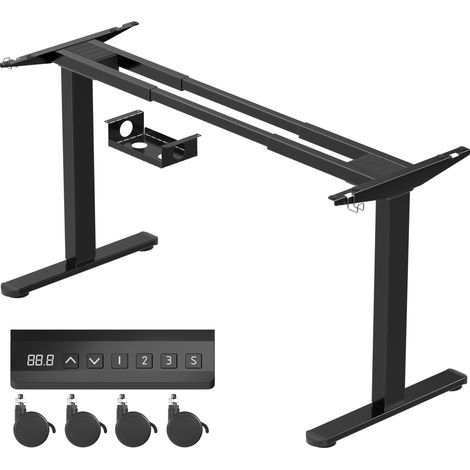 Cadre de Bureau Assis Debout réglable électrique à 2 Moteurs, piètement de Table Qui Monte et Qui descend. Panneau de Contrôle à Fonctions Mémoires, capacité de Charge de 120 kg (Noir) (1/5)