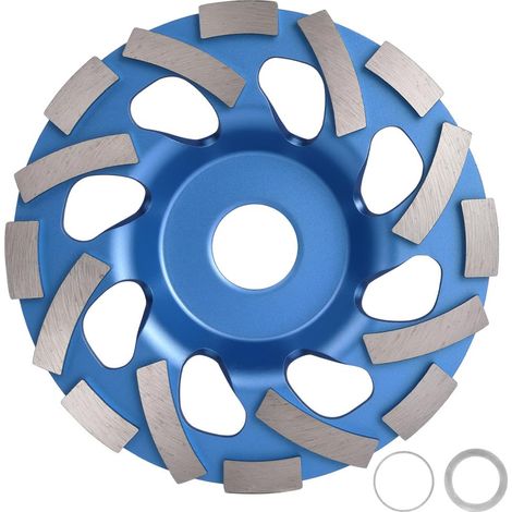 Meule diamantée Turbo Diamond Cup, 125 x 22,2 mm, pour le meulage segmenté, meuleuse d'angle professionnelle. Fournie avec deux bagues de réduction de 20 et 16 mm. Idéale pour le granit, le béton, les (1/5)