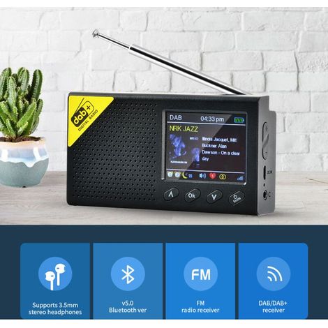 Radio numérique DAB portable , 1000 mA, noire