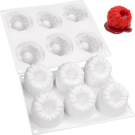 Dessert Moule en Forme de Framboise 6 Cavités,Moule Mousse Au Chocolat,Moules à Gateau en Silicone,Pudding Moules Silicone Patisserie,Chocolate Mold Réutilisable pour Bonbons, Gelée, Glaçons (1/5)