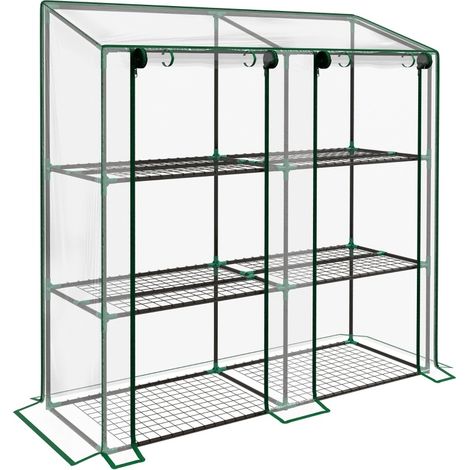 CHICFURN Mini invernadero de jardín 143x46x151 cm acero transparente 3 niveles 6 estantes 2 puertas (1/5)