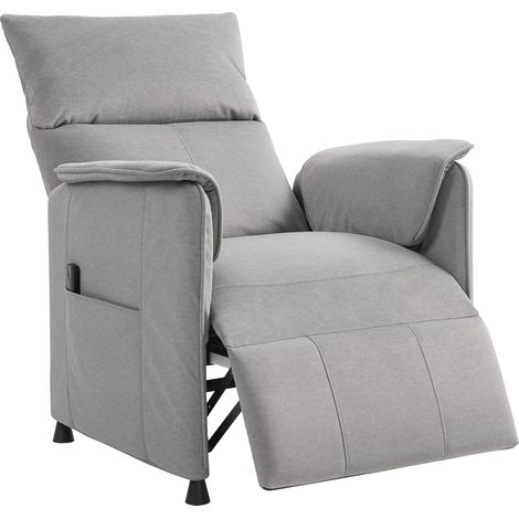 Fauteuil relax électrique avec fonction mémoire, repose-pieds rétractable, télécommande, gris