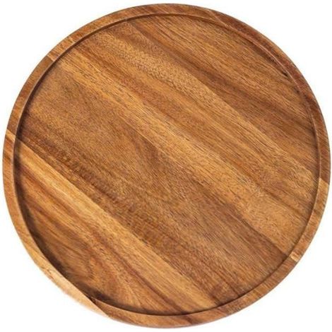 1 plateau de service en bois acacia, rond et lisse, avec grain naturel unique, idéal pour apéf, décoration intérieure ou cadeau