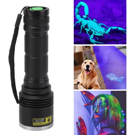Lampe torche UV 15 W 365 nm, lampe torche à miroir noir ultraviolet, détecteur de faux billets à lumière noire, détecteur de teigne pour chats, lampe de polymérisation de résine, lampe torche à piles (1/5)