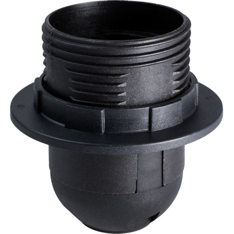 Douille demi-fileté E27 noir avec bague, plastique PET recyclé - Tibelec (1/4)