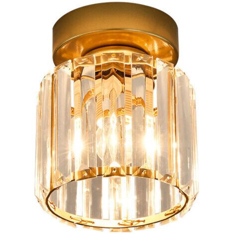 Plafonnier en Cristal LED Mini Lampe Lustre en Cristal, Lustre de Plafonnier Moderne, pour Salon Entrée Couloir Chambre Cuisine Lampes 3 Couleurs(Or Rond) (1/5)