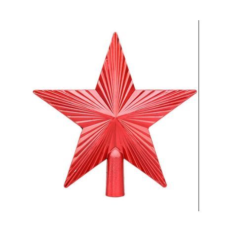 Cime de sapin de Noël en plastique - Cime de sapin avec étoile de sapin de Noël moderne - Étoile rouge (1/5)