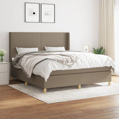 Lit Adulte moderne, Lit à sommier tapissier avec matelas Taupe 180x200 cm Tissu SDG27736 (1/5)