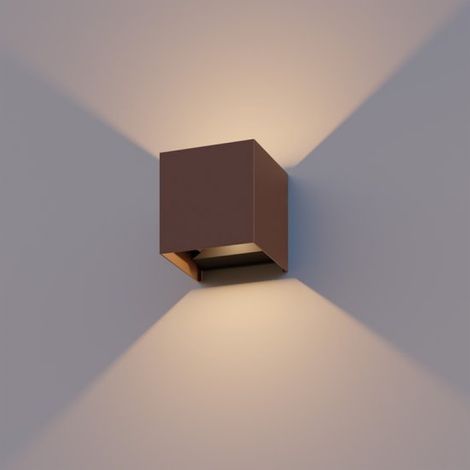 Applique murale LED Bari - Cube - Éclairage LED haut et bas - Angle de faisceau réglable - 7 W - Éclairage de jardin - Design moderne - Lumière blanc chaud - Usage intérieur et extérieur - Couleur rou (1/5)