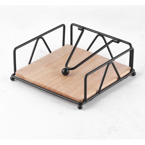 Porte-serviettes avec accoudoirs design industriel bois et acier noir mat(noir) (1/5)
