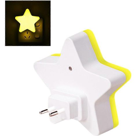 Gelbes sternförmiges Smart-Sensor-Nachtlicht, energieeffiziente Steckdosenlampe mit automatischer Lichterkennung für Flur, Küche, Badezimmer, Schlafzimmer (1 Stück) (1/5)