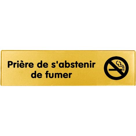 Plaque de porte Priére de s'abstenir de fumer - Classique or 170x45mm - 4490915
