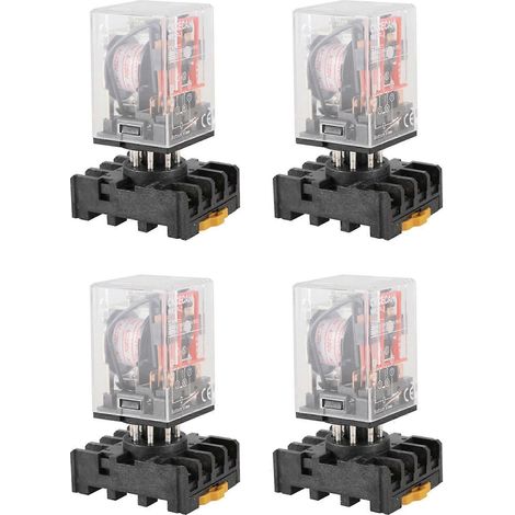 4 supports de relais de puissance DPDT à bobine AC220V MK2P-I à coque transparente (1/5)