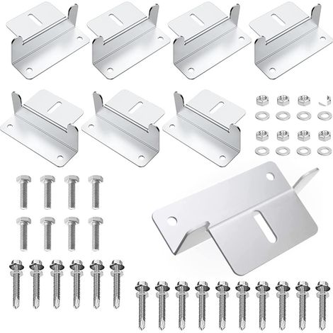 Lot de 8 supports de panneau solaire d'angle Z - Support de panneau solaire avec écrous et vis - Montage sur toit - Pour caravanes, murs, bateaux, toits (1/5)