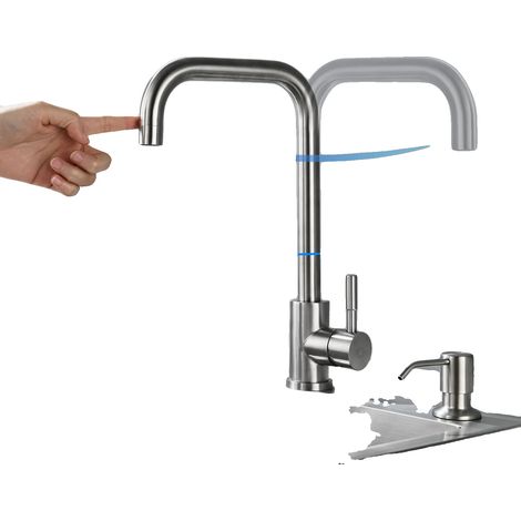 Grifo mezclador de cocina, caño giratorio de 360°, control monomando, cromado, G3/8 (1/5)